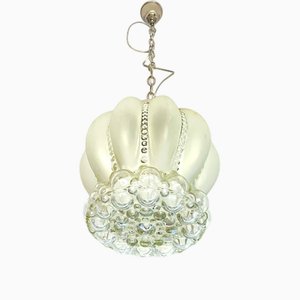 Lámpara colgante Mid-Century moderna grande de vidrio burbuja esmerilado, años 60