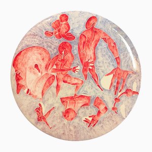 Großer Figuratista Teller aus Keramik von Massimo Biagi Miradario, 2009