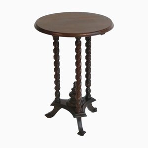 Vintage Wooden Round Barley Twist Side Table