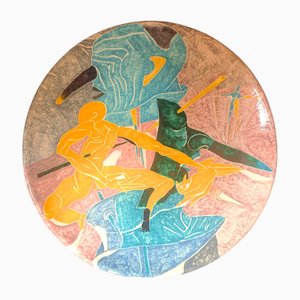 Grande Assiette Figuratista en Céramique par Massimo Biagi Miradario, 2009