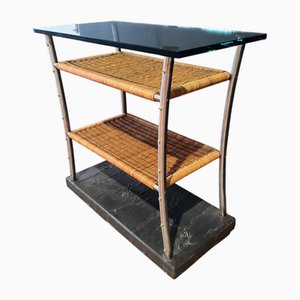 Mobile Bar in Steel with Wicker by Toni Cordero, 1970s