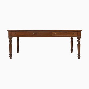 Table de Salle à Manger Rectangulaire en Noyer avec Tiroirs, 1800s