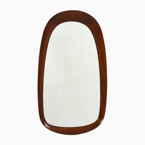 Mid-Century Modern Teak Wall Mirror with Crystal Glass by Glas & Trä, Sweden, 1950s