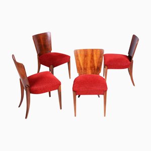 Czech Art Deco Chairs in Walnut by Jindrich Halabala for Up Zavody, 1940s, Set of 4
