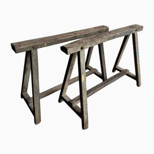 Industrielle Holzböcke, 1940er, 2er Set