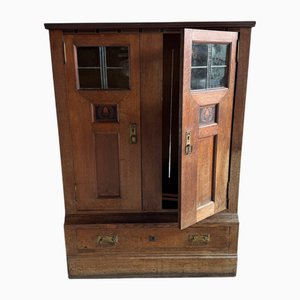Arts & Crafts Schrank mit Buntglasplatten von Decoene, 1890er