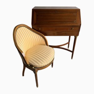 Antique Writing Desk with Chair, Set of 2