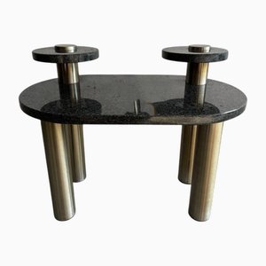 Table Basse Vintage en Granit et Acier Inoxydable, 1980s