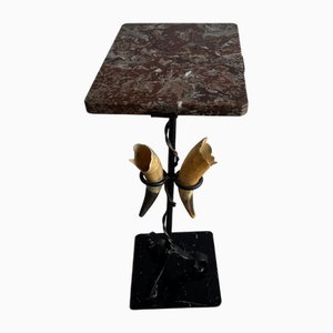 Table d'Appoint avec Plateau en Marbre et Base Sculpturale en Corne