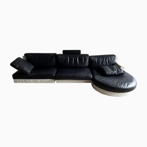 Modular Sofa in Black and White Leather from BNB Italia, Set of 3