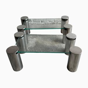 Modern Coffee Tables with Cylindrical Steel Legs, 1980s, Set of 2