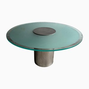 Table de Salle à Manger Ronde en Verre avec Plateau Fixe, 1990s