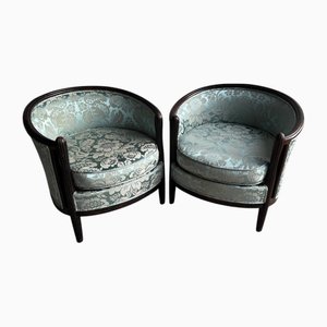 Vintage Art Deco Sessel Set mit floralem Bezug
