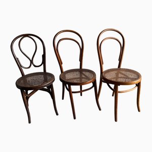 Sedie vintage con seduta in vimini di Michael Thonet, set di 3