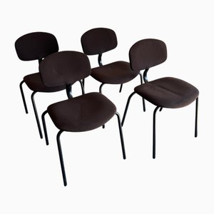 Vintage Konferenzstühle aus Braunem Textil, 4 . Set