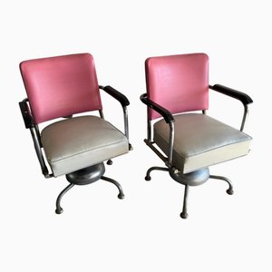 Set mit Vintage Barber Chairs in Rosa & Silber, 1950er