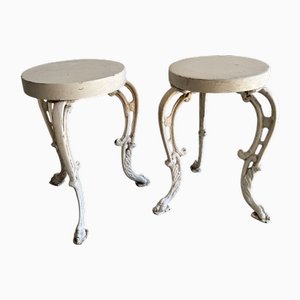 Set of Antique Cast Iron Side Tables, Set of 2