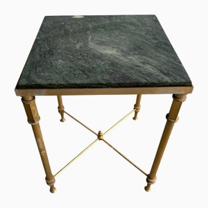 Vintage Neoclassical Side Table with Green Marble Top