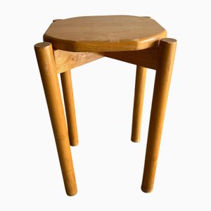 Vintage Hocker aus Holz mit organisch geformter Tischplatte