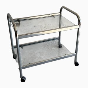 Vintage Serving Trolley in Chrome and Glass