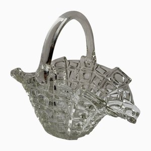 Vintage Geometric Pressed Crystal Glass Lattice Basket