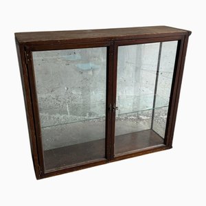Vitrine Vintage en Bois avec Portes en Verre, Début du 20ème Siècle