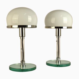 Lámparas de mesa Bauhaus de Wilhelm Wagenfeld, años 80. Juego de 2