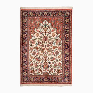 Middle Eastern Hand-Knotted Qom Rug in Silk
