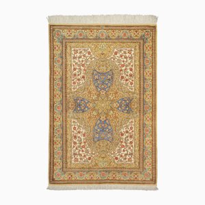 Middle Eastern Hand-Knotted Ghom Rug in Silk
