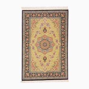 Middle Eastern Hand-Knotted Qom Rug in Silk