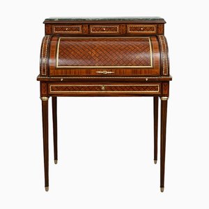 Scrivania Napoleone III antica in legno esotico con elementi in bronzo dorato, Francia, inizio XX secolo