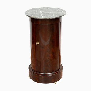 Table de Chevet Empire Antique en Acajou avec Plateau en Marbre, France, 19ème Siècle