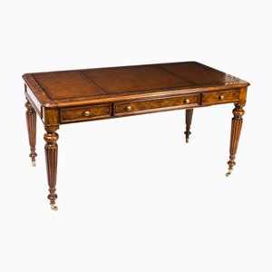 Vintage Gillows Style Burr Walnut Writing Table Desk 20th Century