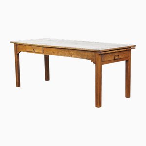 Table de Salle à Manger de Ferme Antique avec Plateau à Rallonge et Tiroirs, Début du 19ème Siècle