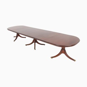 Table de Salle à Manger Regency à Triple Piédestal en Acajou, 1890s