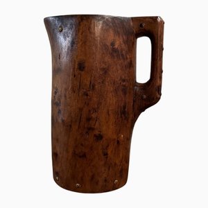 Brutalist Folk Art Pitcher in Monoxide Wood with Nails, 20th Century