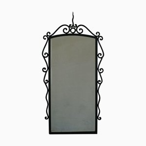 Mid-Century Modern Brutalist Wrought Iron Wall Mirror, France, 1950s