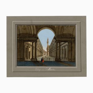Italian School Artist, Uffizi Galleries, Florence, Early 1800s, Watercolour