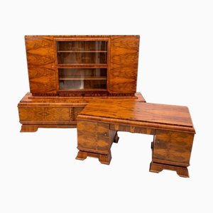 Mobilier de Bureau Art Déco, Pologne, 1930s, Set de 2