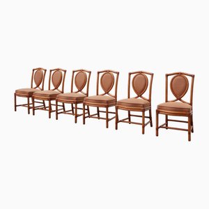 Italian Bamboo Dining Room Chairs with Geometric Upholstery by Gasparucci, 1980s, Set of 6