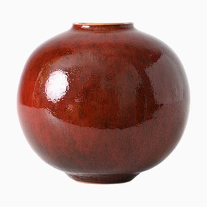 Burgundy Ball-Shaped Vase from Keramik Hallstatt, 1960s