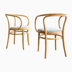 Poltrone 209 P in legno curvato in faggio con velluto color salvia di Michael Thonet per Thonet, Germania, 1988, set di 2