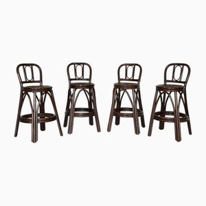 Bamboo Bar Stools, 1980s, Set of 4