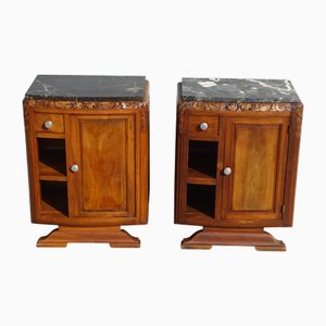 Art Deco Nachttische aus Nussholz, 2er Set