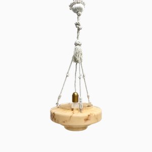 Flat Glass Pendant Light, 1940s