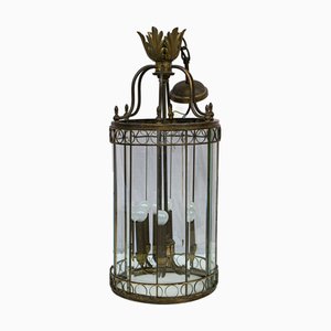 Large Brass and Glass Entrance Lantern, 1900s