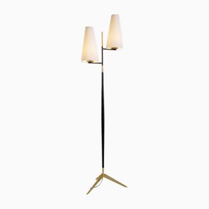 Dreibeinige Stehlampe mit zwei Leuchten von Maison Arlus, Frankreich, 1960