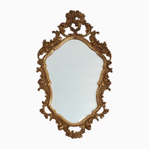 Vintage Baroque Style Gilded Oval Mirror in Resin and Wood, France, 1950s