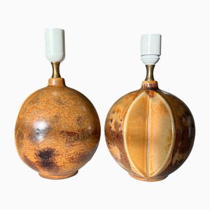 Danish Handmade Ceramic Table Lamps by Haico Nitzsche for Søholm Stentøj, 1970s, Set of 2