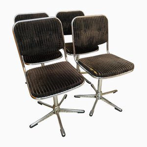 Chrome-Plated Swivel Chairs, 1970s, Set of 4